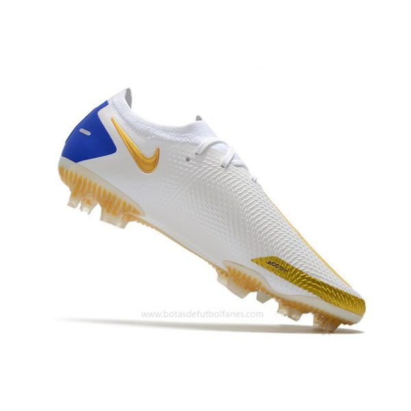 Nike Phantom GT Elite FG Hombre Blanco Oro Azul